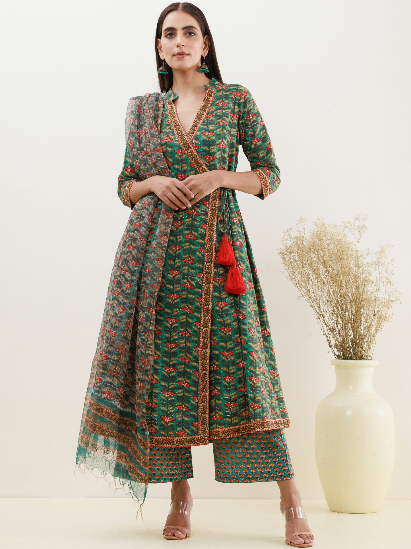 Floral Print Cotton Kurti – Blue