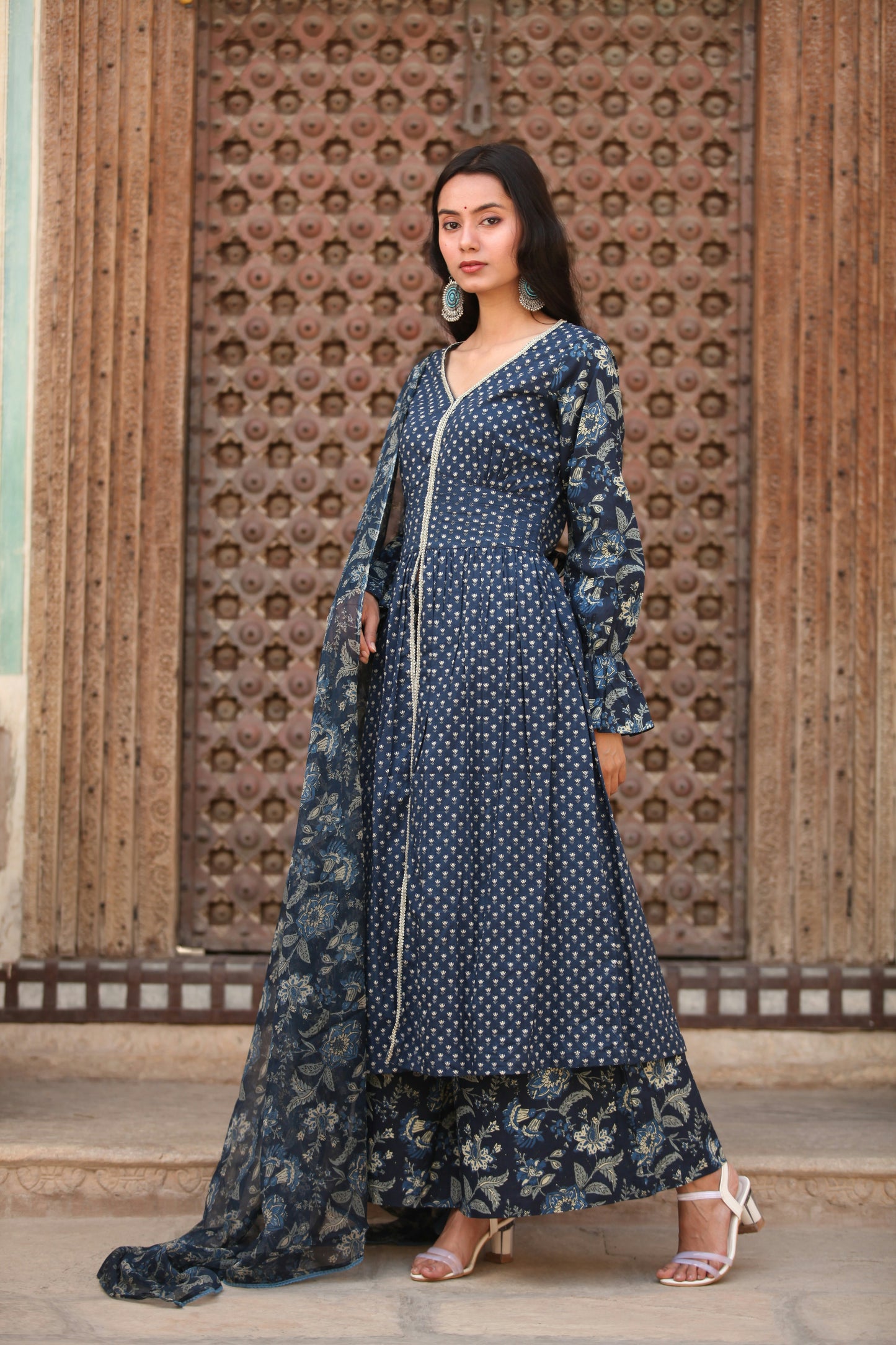 Embellished Anarkali Set – Navy Blue